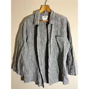 FLAX Jeanne Engelhart 100% Linen Grey Shirt Jacket Tunic S